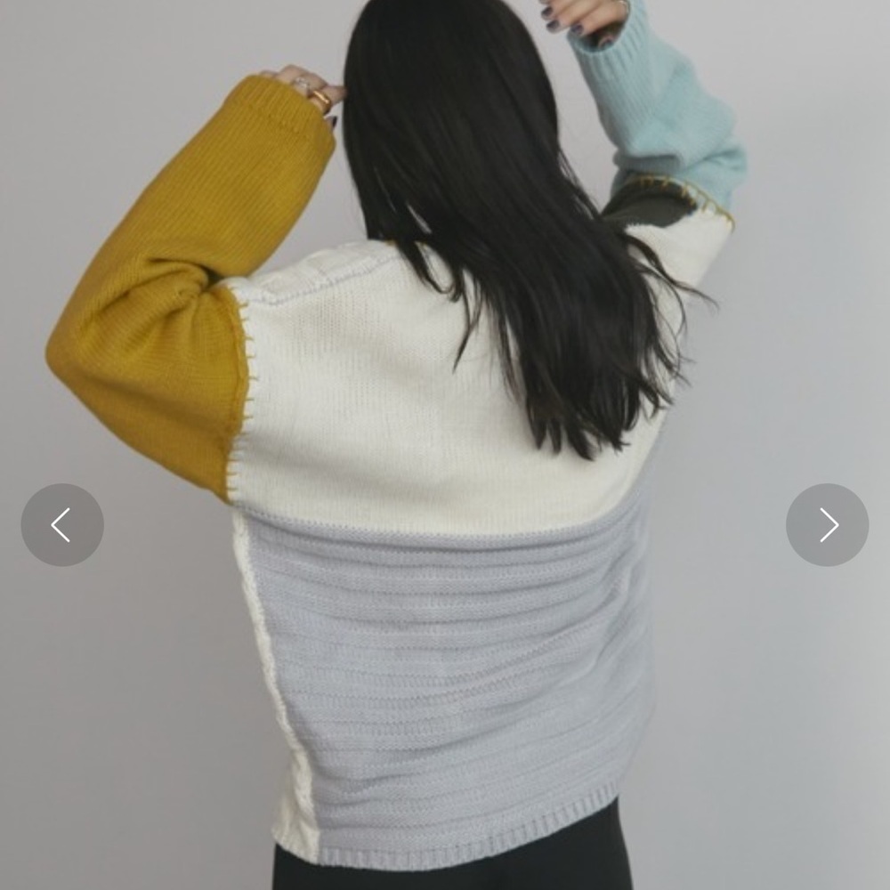 MERLOT Random Stitch Loose Knit color block sweater one size purchased in Japan - Picture 14 of 15